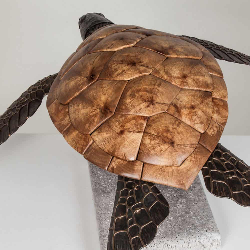 bronze sea turtle statue, large outdoor turtle statue