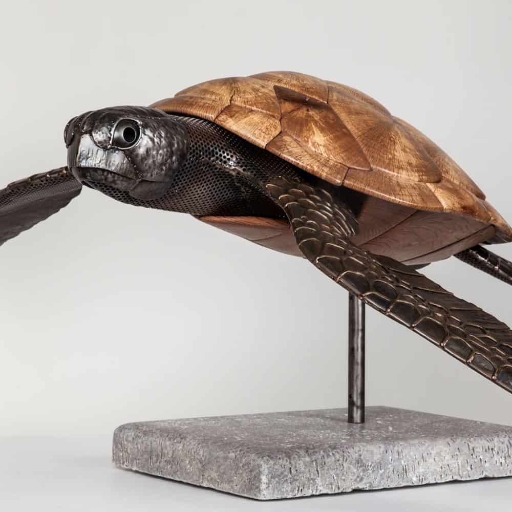 bronze sea turtle statue, large outdoor turtle statue